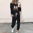 thumbnail image 2 of ChaoHeng Women 2 Piece Print Long Sleeve Round Neck Drawstring Sets 2024 Christmas Casual Fashion Trendy(Black,XL), 2 of 4