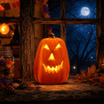 thumbnail image 4 of Lighted Lantern Blow Molded Pumpkin Lamp Indoor Halloween Decor Battery Operated Glowing Prop For Porch Table Orange, 4 of 7
