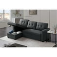 thumbnail image 6 of Dark Gray Upholstered Sectional With Chaise & Storage - Linen, Foam Filled, 3 Seat, Pull Out Turns Into Twin Sleeper For Guest Accommodation In Seat Linen Visitor Entertainment, 6 of 6