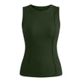 thumbnail image 3 of Women Solid Ribbed Knit Sleeveless Tank Top Casual Summer Camisole VestGreenS, 3 of 3