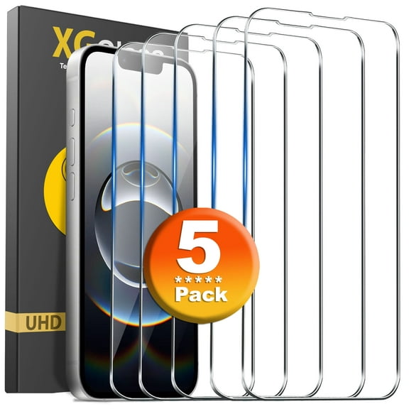 Apple iPhone 16e / iPhone 14 / iPhone 13 Screen Protector, 5-Pack Shatterproof Tempered Glass Film 6.1"