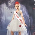 thumbnail image 2 of Halloween Prom Queen Dress, Black Tulle Gown with Red Rose & Sash, No Crown Included for Stage Performance, L, 2 of 7