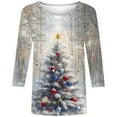 thumbnail image 4 of Women Christmas Outfit Women's Fashion Holiday Graphic Print Sleeve Themed Casual Crewneck Tee Comfortable Soft Fabric Relaxed Fit Daily Wear Top Beige L, 4 of 5