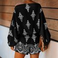 thumbnail image 4 of Morttic Women's Vintage Print 2 Piece Set – Off-Shoulder Batwing Sleeve Top & High Waist Shorts Boho Summer Vacation Outfit Black，XXL, 4 of 5
