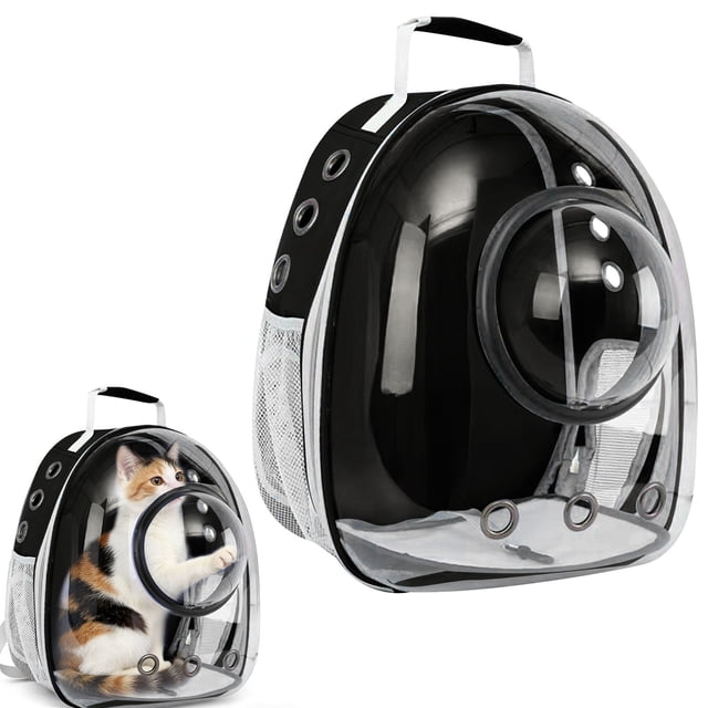 Portable Pet Backpack with Sunroof, Transparent Sunroof, Black., Pet Bag Transparent Outdoor Bag for Convenient Outdoor Travel Related with Good Circulation and Large Capacity Double Shoulder Bag