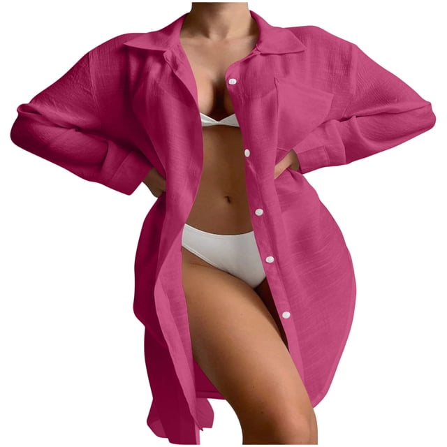 Camisas de Manga Larga Sólidas para Mujeres Moda de Manga Larga Blusas Sólidas Cuello en V Longitud Regular Poliéster Casual