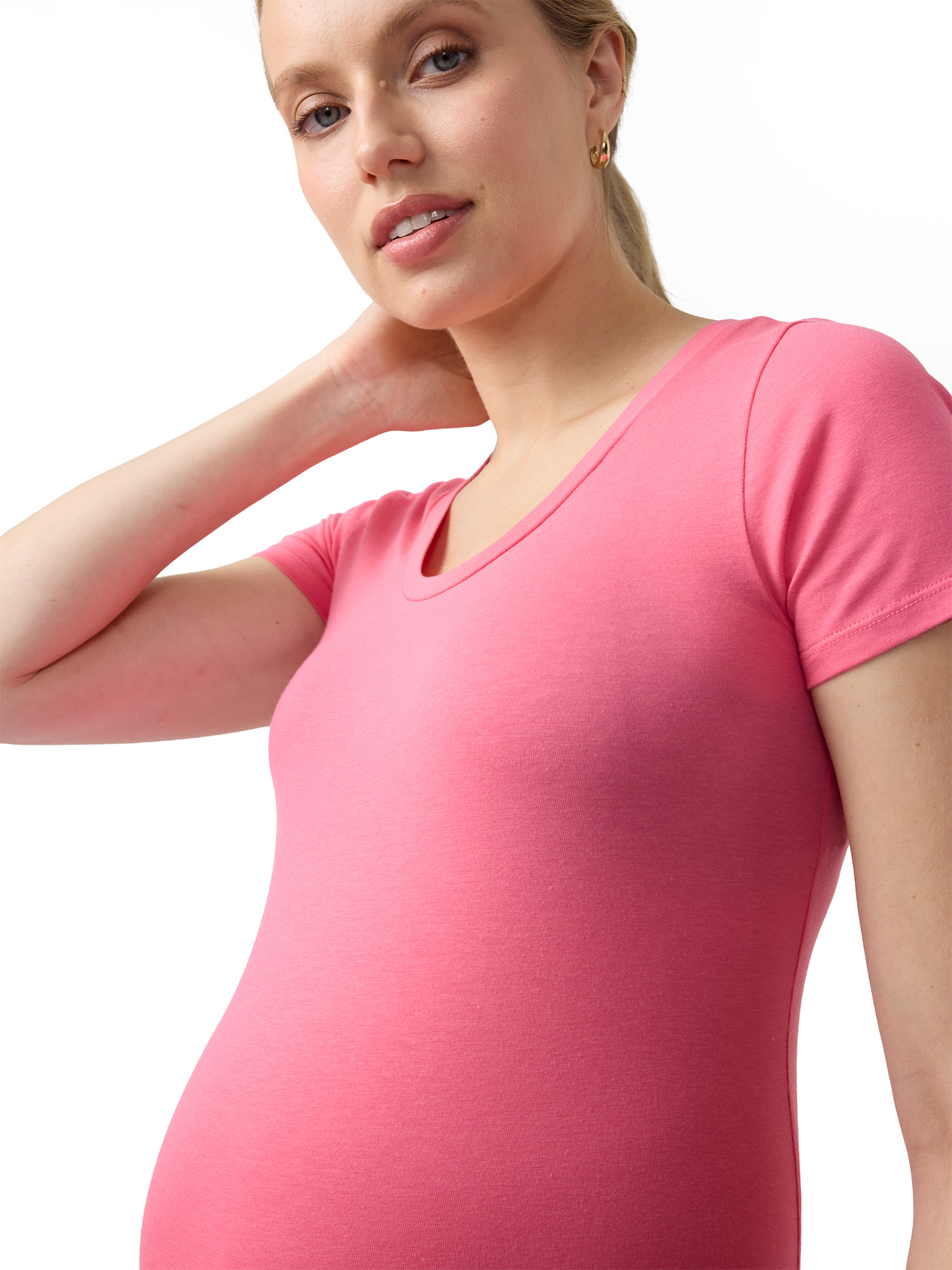 Ingrid & Isabel For Every Belly Women's Maternity Short Sleeve Fitted Scoop Tee, Sizes S-XXL