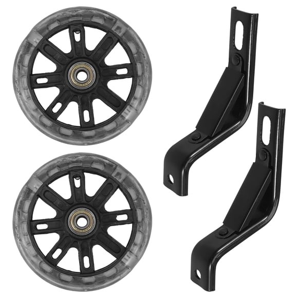2 piezas de accesorios para rueda auxiliar de bicicleta para niños con luz intermitente y silenciador, con soporte de 14 pulgadas (negro)