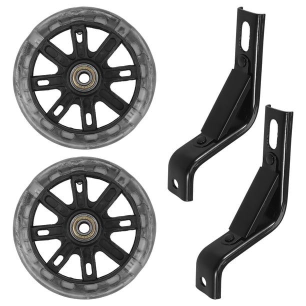 2 piezas de accesorios para rueda auxiliar de bicicleta para niños con luz intermitente y silenciador, con soporte de 14 pulgadas (negro)