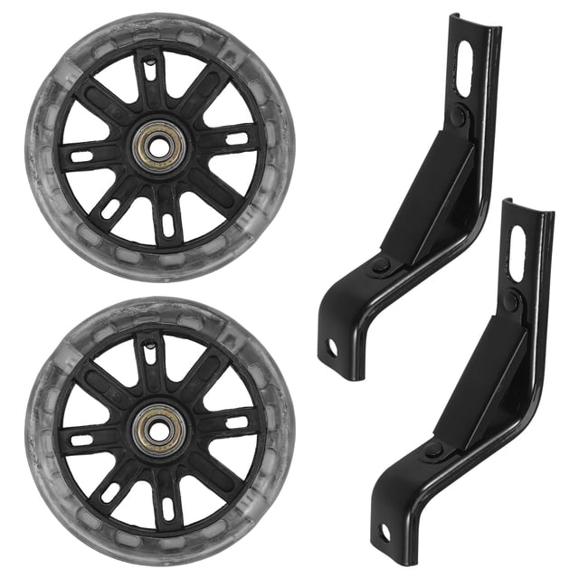2 Pcs Light Flashing Mute Children Bike Auxiliary Wheel Accessories With 14 Inch Bracket (Black)