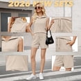 thumbnail image 5 of VDJ Two Piece Outfits for Women Lounge Sets Vest Tops and Shorts Set Sweatsuits with Pockets Beige Sleeveless Fashion Tracksuit, 5 of 12