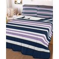 thumbnail image 3 of Quilts Twin XL Size, Navy Blue Purple Striped Soft Comforter Bedding Set for Bed, Gradient Horizontal Lines Lightweight Quilted Bedspread with Pillow Cover(2 Pieces) for All Season, 68x98 Inch, 3 of 6