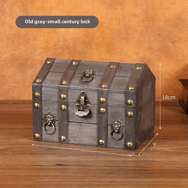 Vintage Gray Mini Wooden House-Shaped Storage Box with Password Lock - Secure Organizer for Jewelry, Documents & Valuables, Portable Decorative Prop for Home/Office, Easy Assembly, Durable