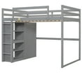 thumbnail image 6 of Harper & Bright Designs Full Loft Bed with Wardrobe and LED Lights, Wood Loft Bed Frame with Storage Shelves and Bookcase, Gray, 6 of 12