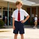 thumbnail image 4 of Odeerbi Niños 2 Piezas Caballero Traje Formal Preppy Vestido de Manga Corta Camisa y Traje Pantalones Cortos Conjunto de Uniforme Escolar, 4 of 7