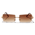 thumbnail image 3 of LAUREN Rimless Vintage Fashion Diamond Edge Classic Designer UV400 Retangular Mens Womens Sunglasses, 3 of 3