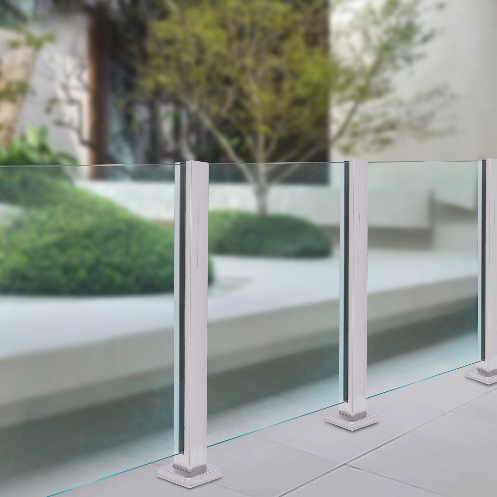 Dwellnix Railing Mid Post 304 Stainless Steel Balustrade Balcony Stairs 35 8 Glass