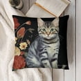 thumbnail image 3 of YINGXI Cute Cat Pillow Covers - Cat Lover Gifts for Women Cat Mom, Flannel American Shorthair Cat Pillow Cases, Cat Home Decor 12x12in, 3 of 5
