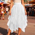 thumbnail image 2 of oqasdz Asymmetrical Layered Midi Skirts for Women High Waist Elastic Stretch Flowy Hem Elegant Solid Color Party Evening Wear Fashionable, 2 of 8