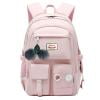 Peggybuy Nylon School Backpack Large Capacity Girls School Bag Mochilas (Pink)