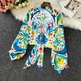 thumbnail image 5 of YUGYXL Womens Open Front Print Cardigans Long Sleeve Soft Drape Fall Cardigan Elegant Chiffon Cardigan Tops A Multicolor L, 5 of 6