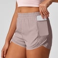 thumbnail image 4 of Hurxie Women's Athletic Shorts High Waisted Running Short Pocket Sporty Shorts Gym Workout Shorts Wine,M, 4 of 5