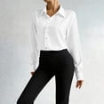 thumbnail image 5 of Vetsdori Women's Long Sleeve Tops Collar Button down Blouses Fashion Bodysuit,Plain Shirts for Ladies, 5 of 9