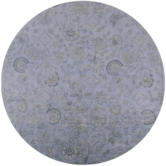 Ahgly Company Tapis d'Intérieur Rond Moderne Mi-Siècle Gris Ardoise Clair Oriental, 7 Pieds Rond