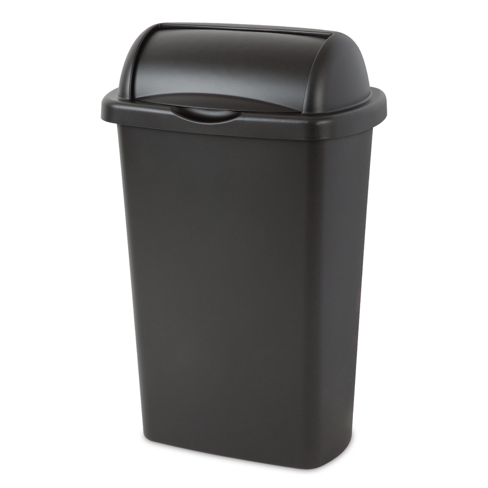 Sterilite Large Kitchen Trash Can, 13 Gallon Plastic Garbage Bin with Roll Top Lid, Black