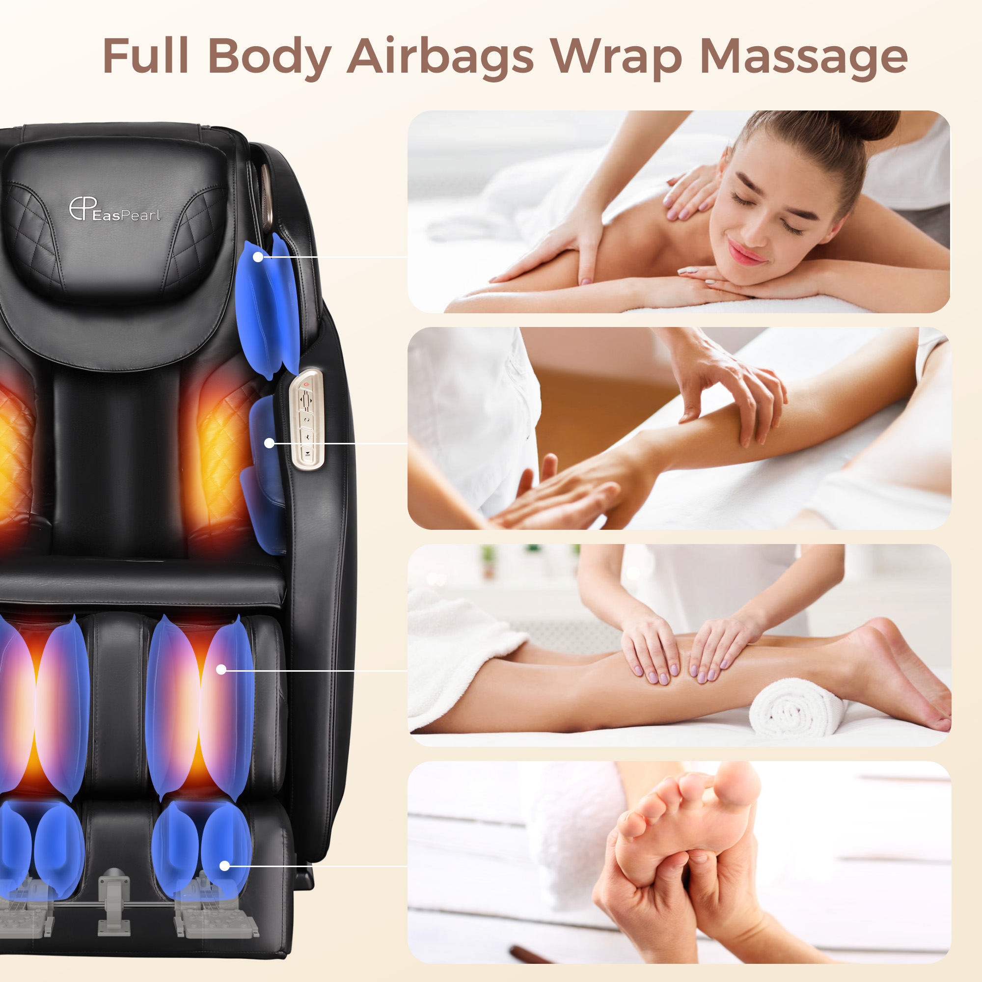 Easpearl 2024 4D Full Body Massage Chair Zero Gravity Shiatsu Recliner with Heat Thai Stretch Black - image 3 of 11