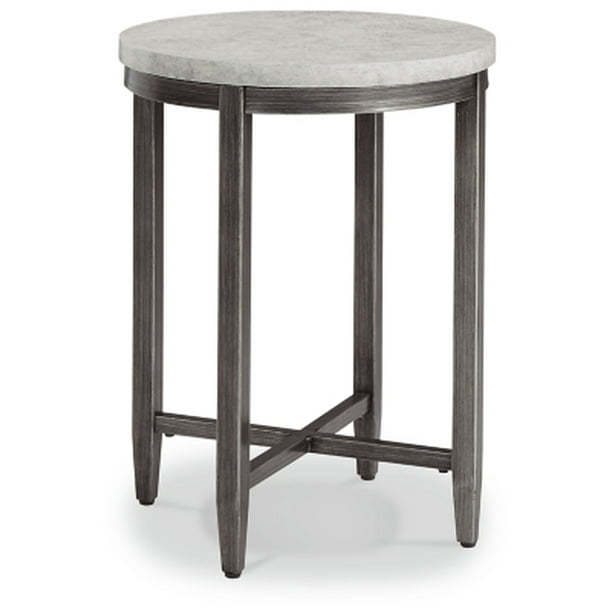 Signature Design by Ashley Shybourne Round End Table, Light Gray
