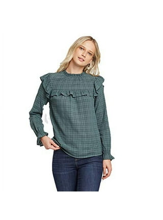 Universal Thread Women's Long Sleeve Relaxed Fit Everyday Blouse Green Xs