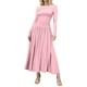 thumbnail image 1 of 2025 Vestido largo de manga larga para mujer: vestido informal ajustado con cuello redondo, plisado y bolsillos, tejido elástico, adecuado para primavera/otoño, tallas S-XXL, 1 of 5