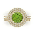 thumbnail image 2 of 2.68 ct Brilliant Round Cut Natural Peridot 18K Yellow Gold Halo Solitaire with Accents Engagement Bridal Wedding Ring Band Set size 7.75, 2 of 7