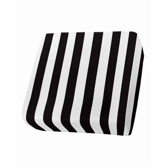 Simple Black White Stripes Couch Cushion Covers, Stretch Seat Cushion Covers for Sectional Sofa, Modern Stripes Individual Sofa Slipcovers Furniture Protector with Elastic&Straps Small 1Pcs