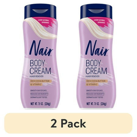 (2 pack) Nair Body Hair Removal Cream, Cocoa Butter & Vitamin E, Smooth Skin Formula, 7.9 oz