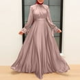 thumbnail image 4 of ZANZEA Women Ruffles Flare Long Sleeve O-Neck Solid Irregular Hem Muslim Casual Party Maxi Long Dress, 4 of 9