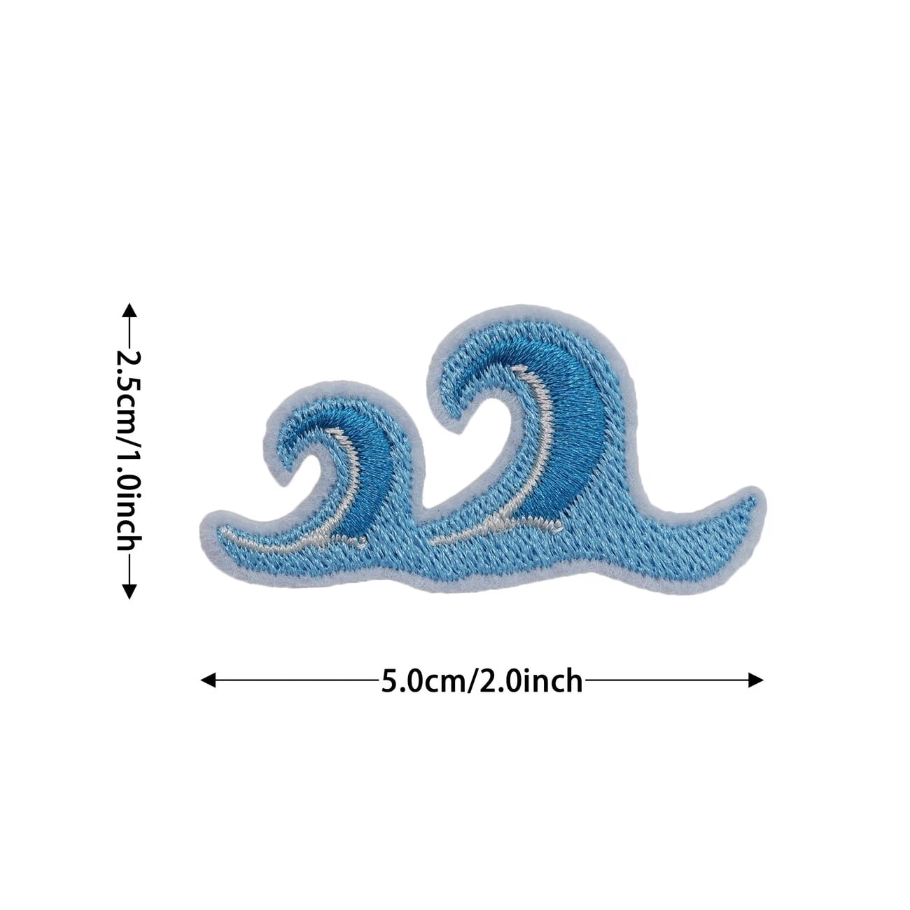 3pcs Wave Embroidery Hot Melt Adhesive Patches for Clothing, Hats, Bags, Shoes, and Socks - Iron-On Repair Patches