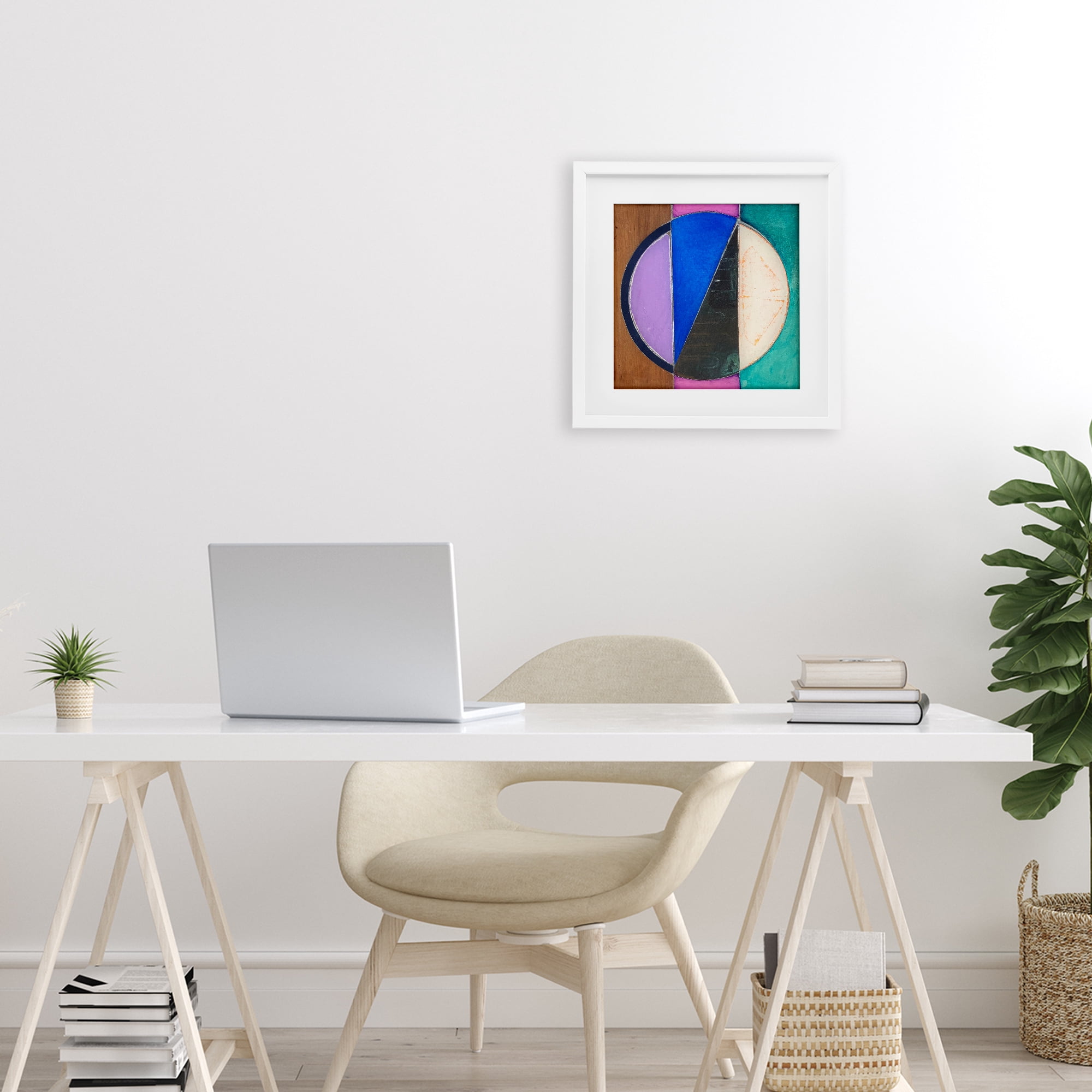 Stupell Industries Split Symmetry Circle White Framed Print Under Glass, design by Matthew Finger