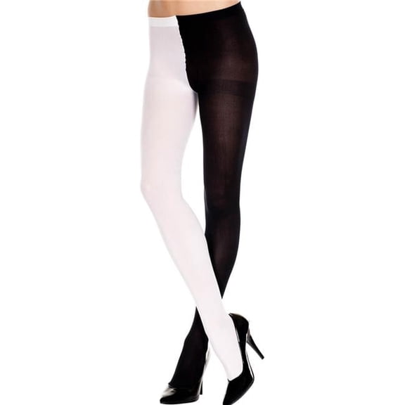 748-BLACK-WHITE Opaque Jester Tights - Black & White