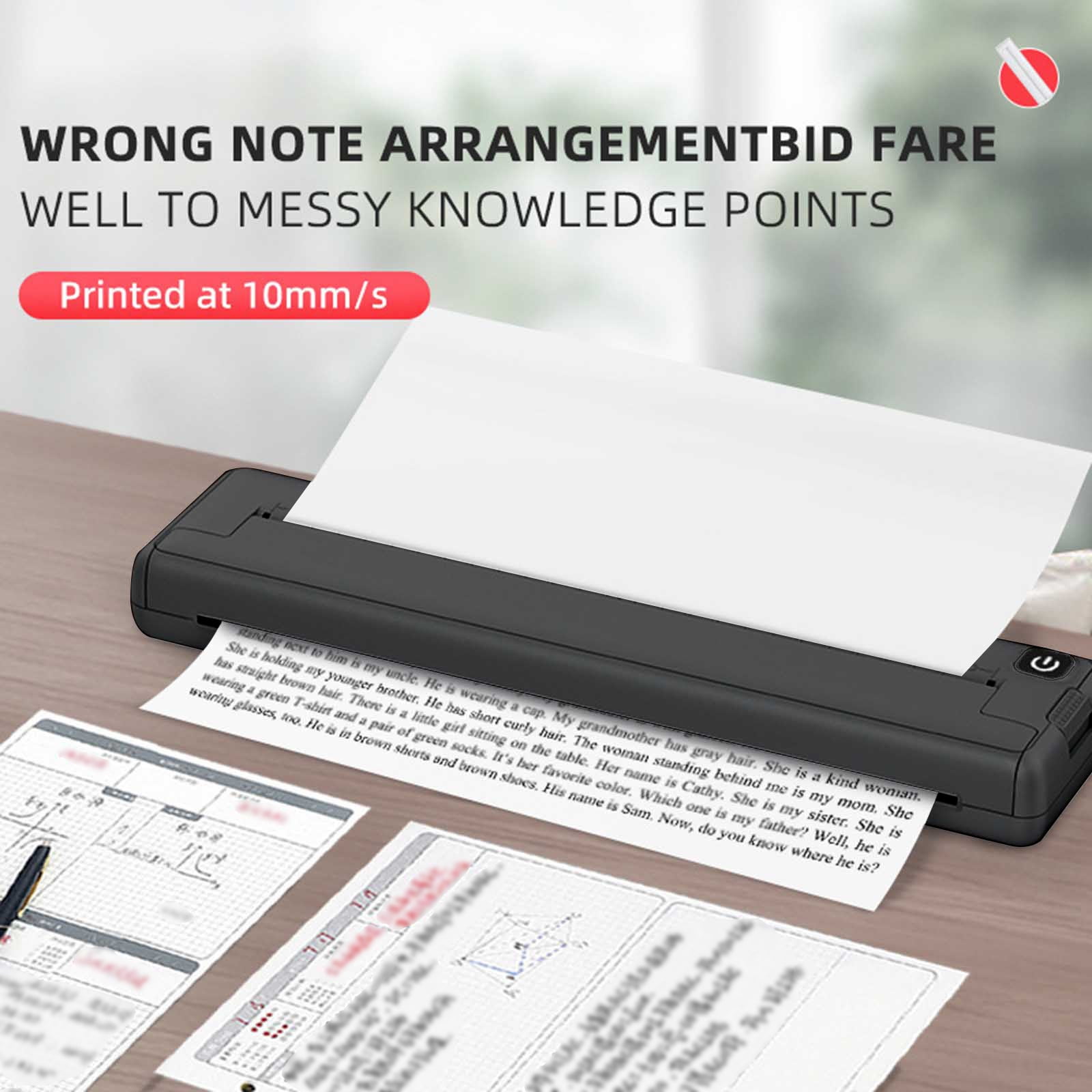 Blasgw Wireless Thermal A4 Paper Printers High-definition Office And Household Small Mini Portable Inkless Printing Machine Black
