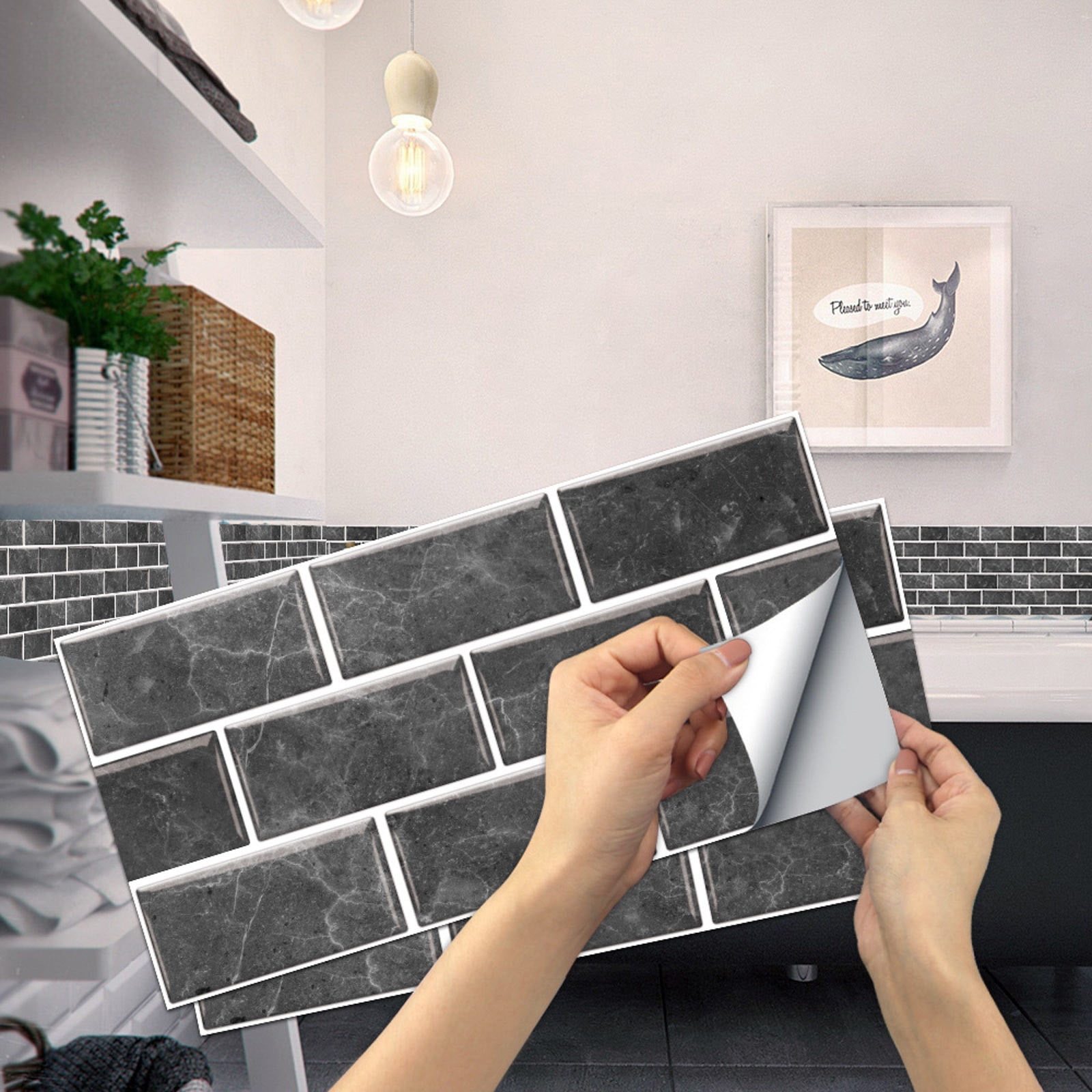 NEGJ Imitation Wall Tile Stickers Household Waterproof Tile Stickers