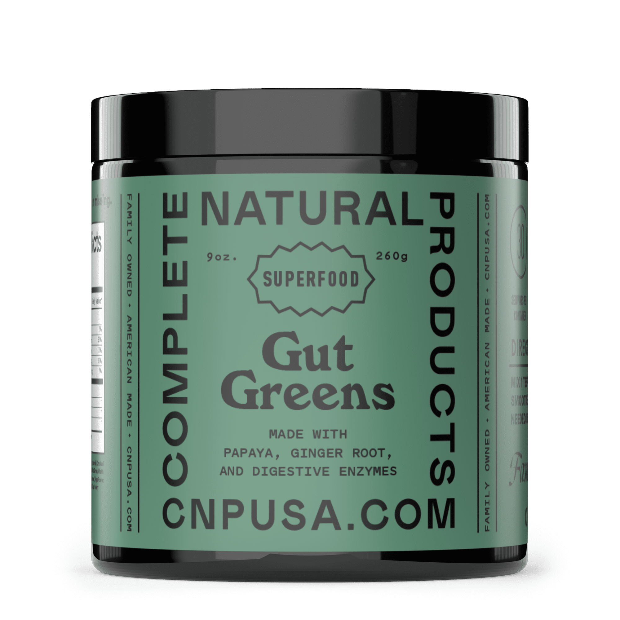 Gut Greens - Amazing Raw Digestive Enzyme Supplements Grass Mix, 9oz, 60 Servings
