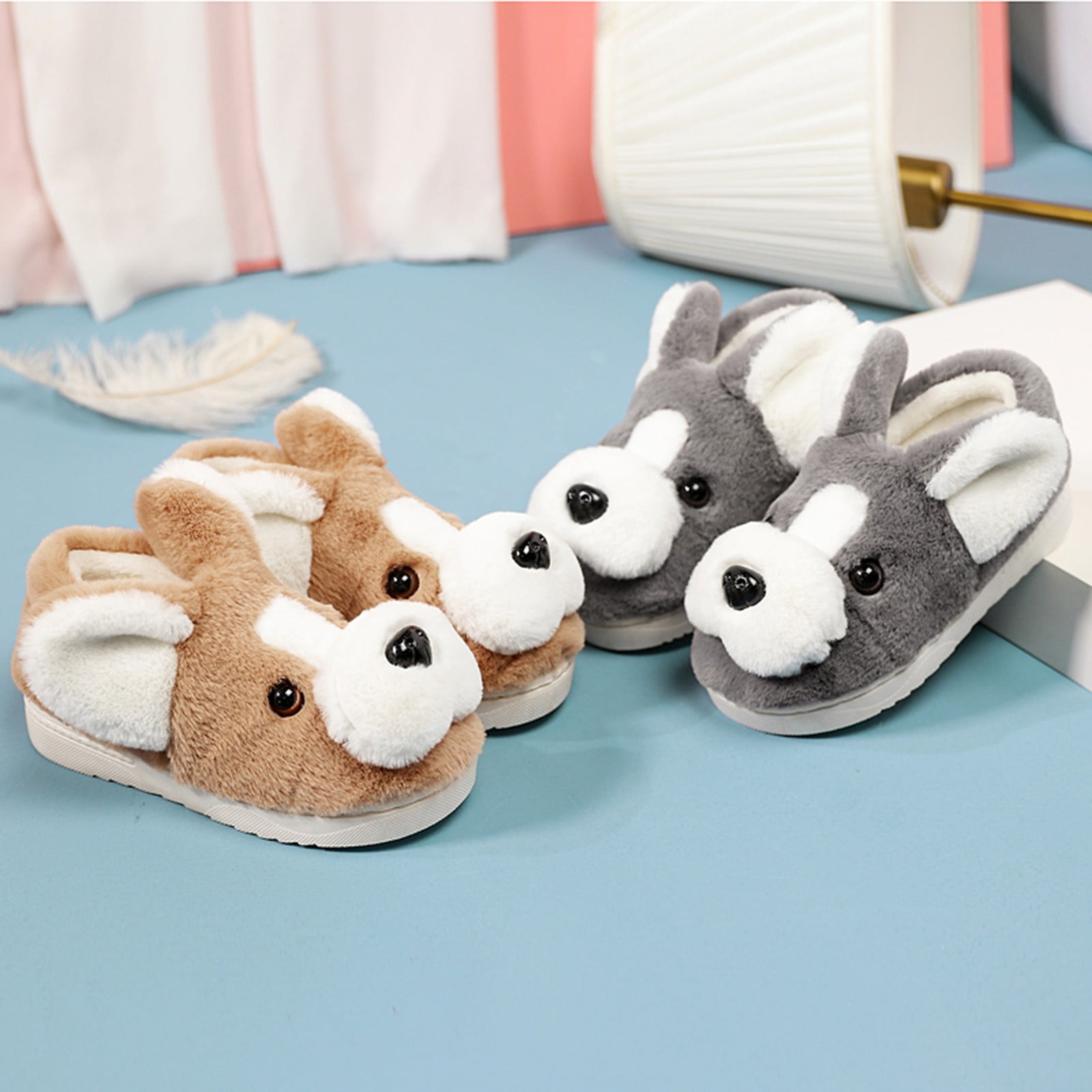 kpoplk Toddler Slippers Girls Home Slippers Dog House Slippers For Toddler Winter Outdoor Toddler Boy Slippers(Khaki) - Walmart.com