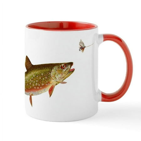 

CafePress - Vintage Trout Fishing Illustration Mug - 11 oz Ceramic Mug - Novelty Coffee Tea Cup