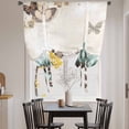 thumbnail image 4 of Teal Broccoli Tie Up Curtain 45 Inches Long, Rustic Flower Butterfly Brown Background Balloon Style Kitchen Window Curtain Over Sink, Small Window Rod Pocket Curtain 34"x45", 4 of 9