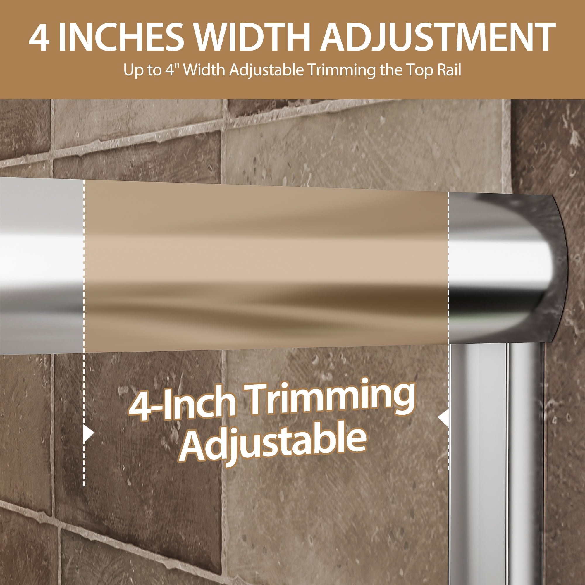 MAYEERTY Double Sliding Shower Door, 1/4" Tempered Safety Glass with Explosion-Proof Film, Waterproof & Reversible Installation