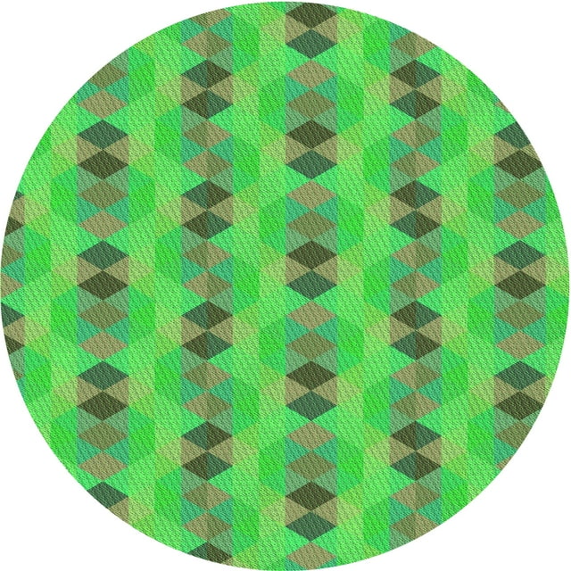 Ahgly Company Tapis Rond Lavable en Machine Intérieur Transitionnel Vert, 5 Pieds Rond