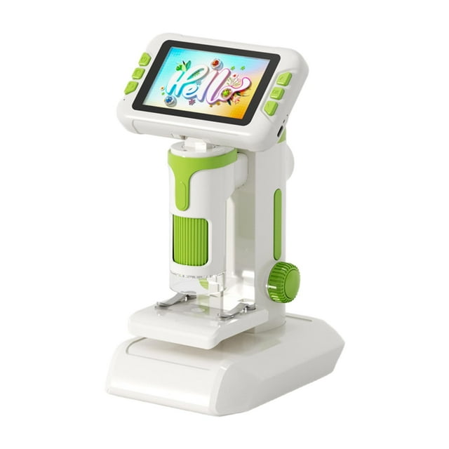 Milaget Kids Microscope Adjustable Focus Science Toy for Children Boys Girls Student Green
