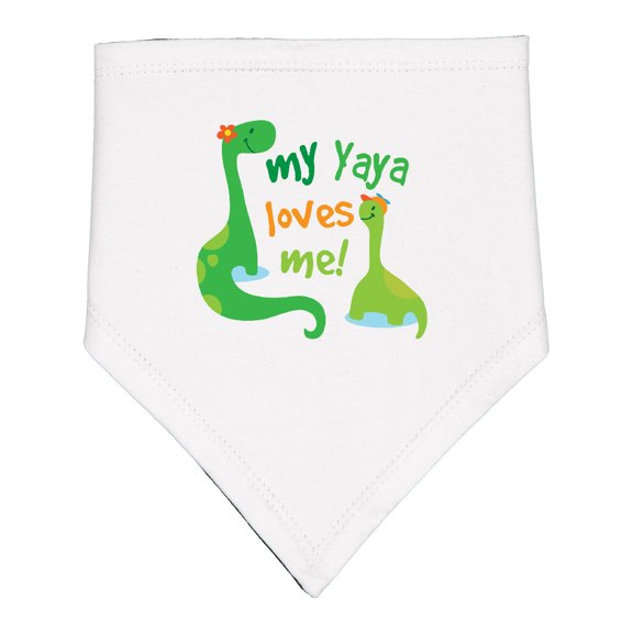Inktastic My Yaya Loves Me Grandson Dinosaur Baby Bandana Bib